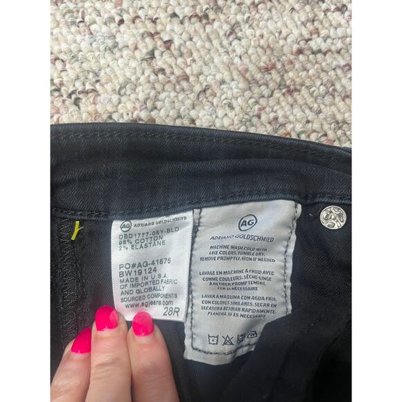 AG-ED Adriano Goldschmied Black Distressed Stretchy Skinny Jeans Size 28 R - Picture 7 of 8
